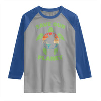 Retro Earth Day Raglan Shirt Save Our Planet Sea Turtle Recycle Ocean Environment