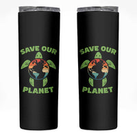 Retro Earth Day Skinny Tumbler Save Our Planet Sea Turtle Recycle Ocean Environment