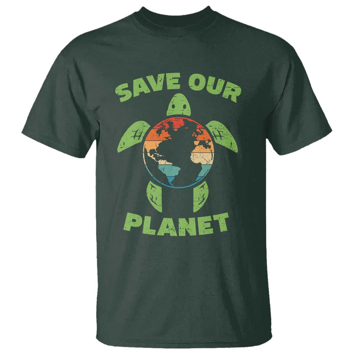 Retro Earth Day T Shirt Save Our Planet Sea Turtle Recycle Ocean Environment