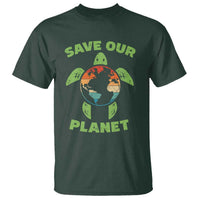 Retro Earth Day T Shirt Save Our Planet Sea Turtle Recycle Ocean Environment