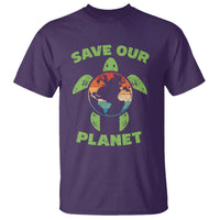 Retro Earth Day T Shirt Save Our Planet Sea Turtle Recycle Ocean Environment