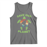 Retro Earth Day Tank Top Save Our Planet Sea Turtle Recycle Ocean Environment