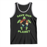 Retro Earth Day Tank Top Save Our Planet Sea Turtle Recycle Ocean Environment