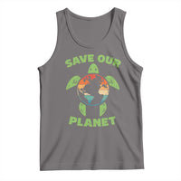Retro Earth Day Tank Top Save Our Planet Sea Turtle Recycle Ocean Environment