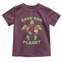Retro Earth Day Toddler T Shirt Save Our Planet Sea Turtle Recycle Ocean Environment