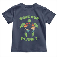 Retro Earth Day Toddler T Shirt Save Our Planet Sea Turtle Recycle Ocean Environment