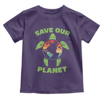 Retro Earth Day Toddler T Shirt Save Our Planet Sea Turtle Recycle Ocean Environment