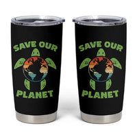 Retro Earth Day Tumbler Cup Save Our Planet Sea Turtle Recycle Ocean Environment