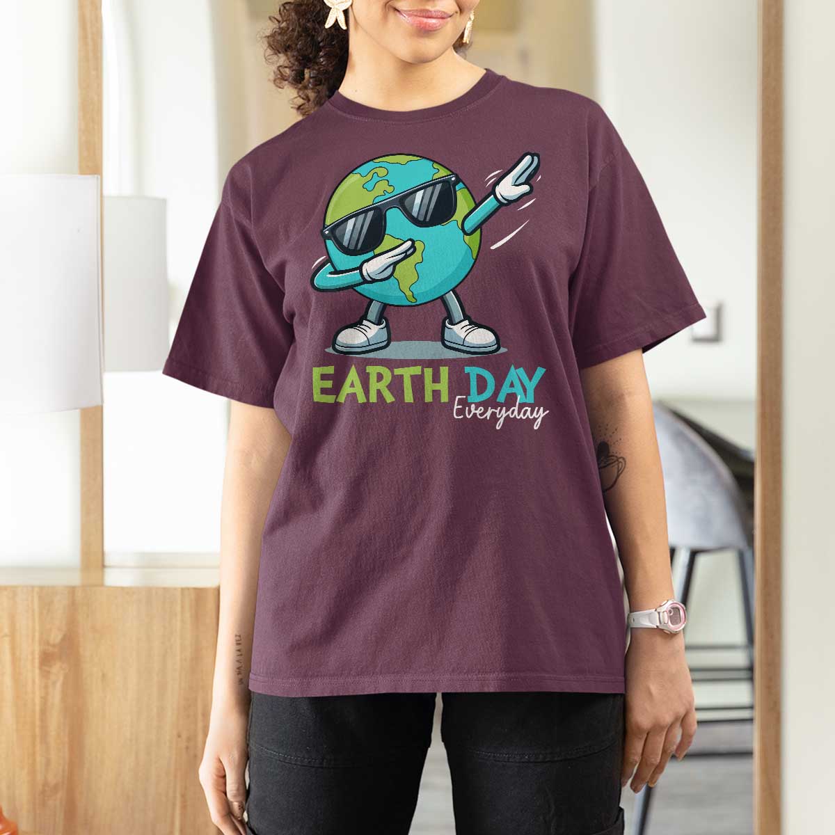 Dabbing Earth Day T Shirt For Women Everyday Positive Vibes Nature Lover Gifts