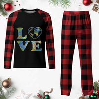 Earth Day Plaid Pajama Set Heart Environmental Nature Recycling Lovers