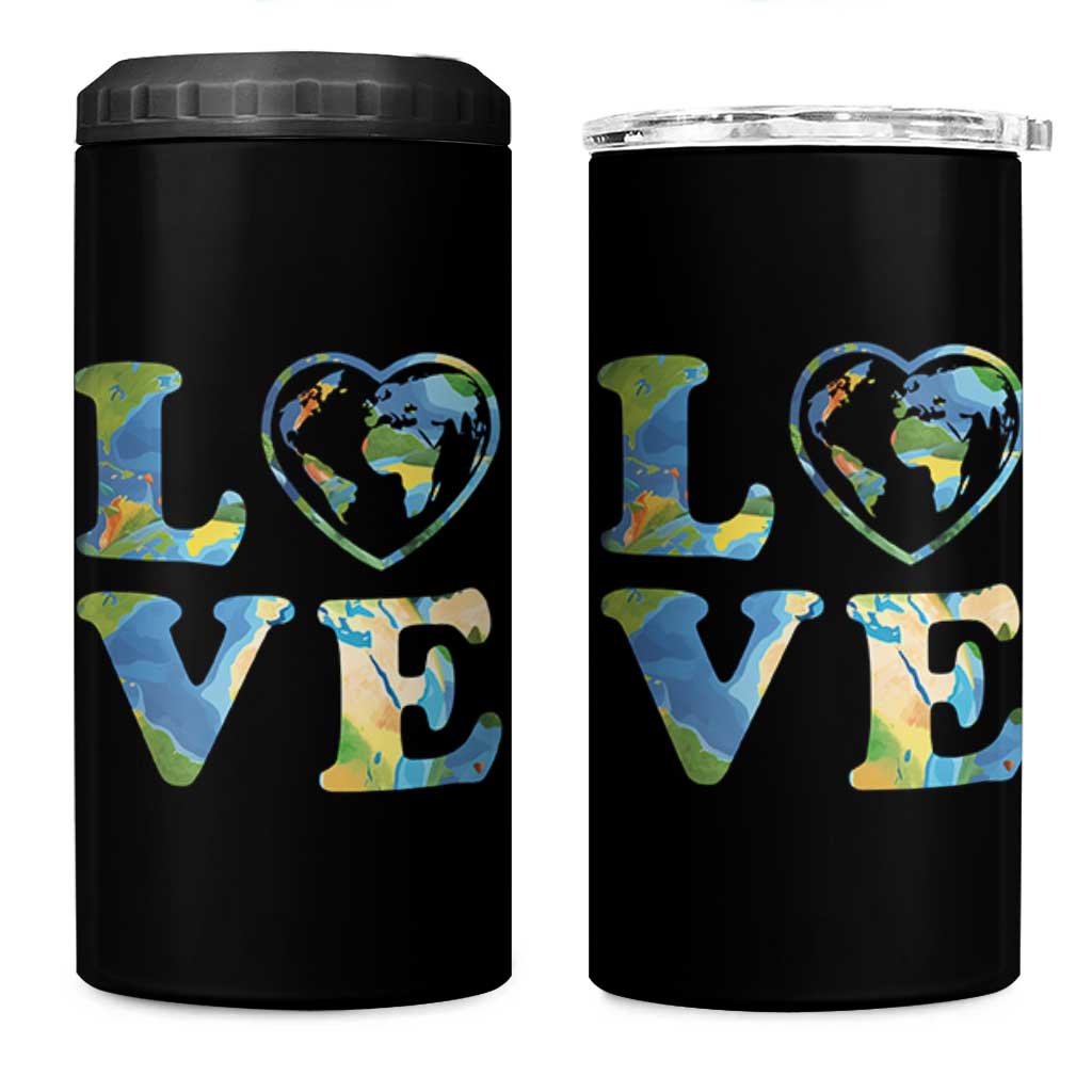 Earth Day 4 in 1 Can Cooler Tumbler Heart Environmental Nature Recycling Lovers
