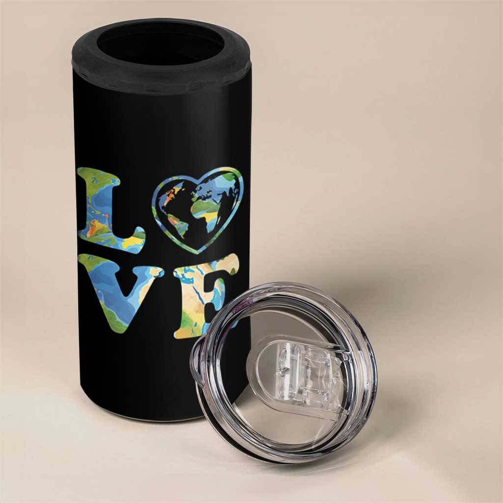 Earth Day 4 in 1 Can Cooler Tumbler Heart Environmental Nature Recycling Lovers