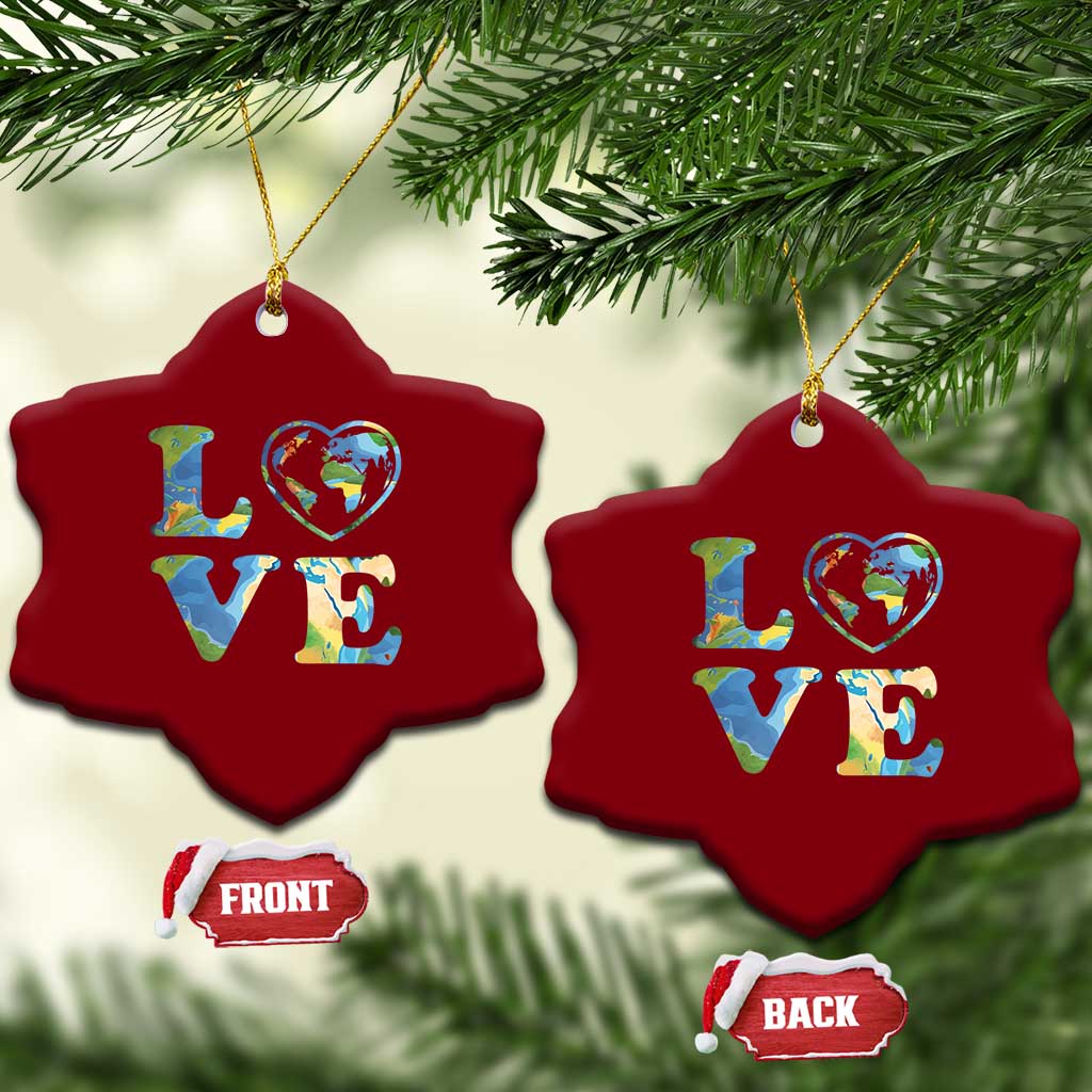 Earth Day Ceramic Ornament Heart Environmental Nature Recycling Lovers