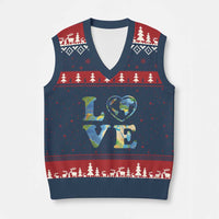 Earth Day V-Neck Knit Sweater Vest Heart Environmental Nature Recycling Lovers