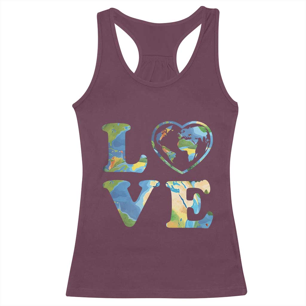 Earth Day Racerback Tank Top Heart Environmental Nature Recycling Lovers