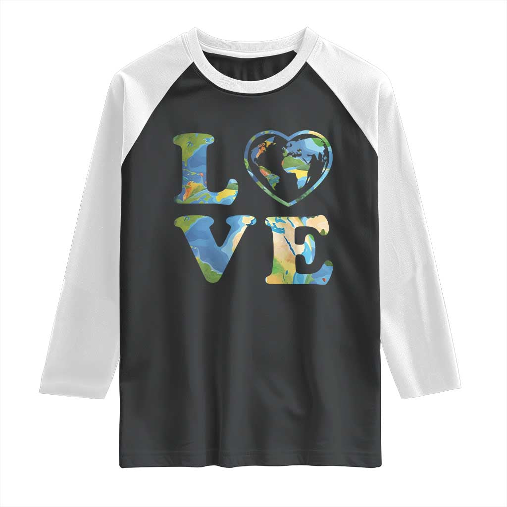 Earth Day Raglan Shirt Heart Environmental Nature Recycling Lovers