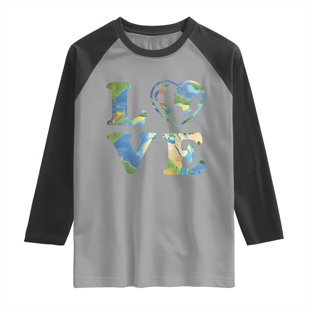 Earth Day Raglan Shirt Heart Environmental Nature Recycling Lovers