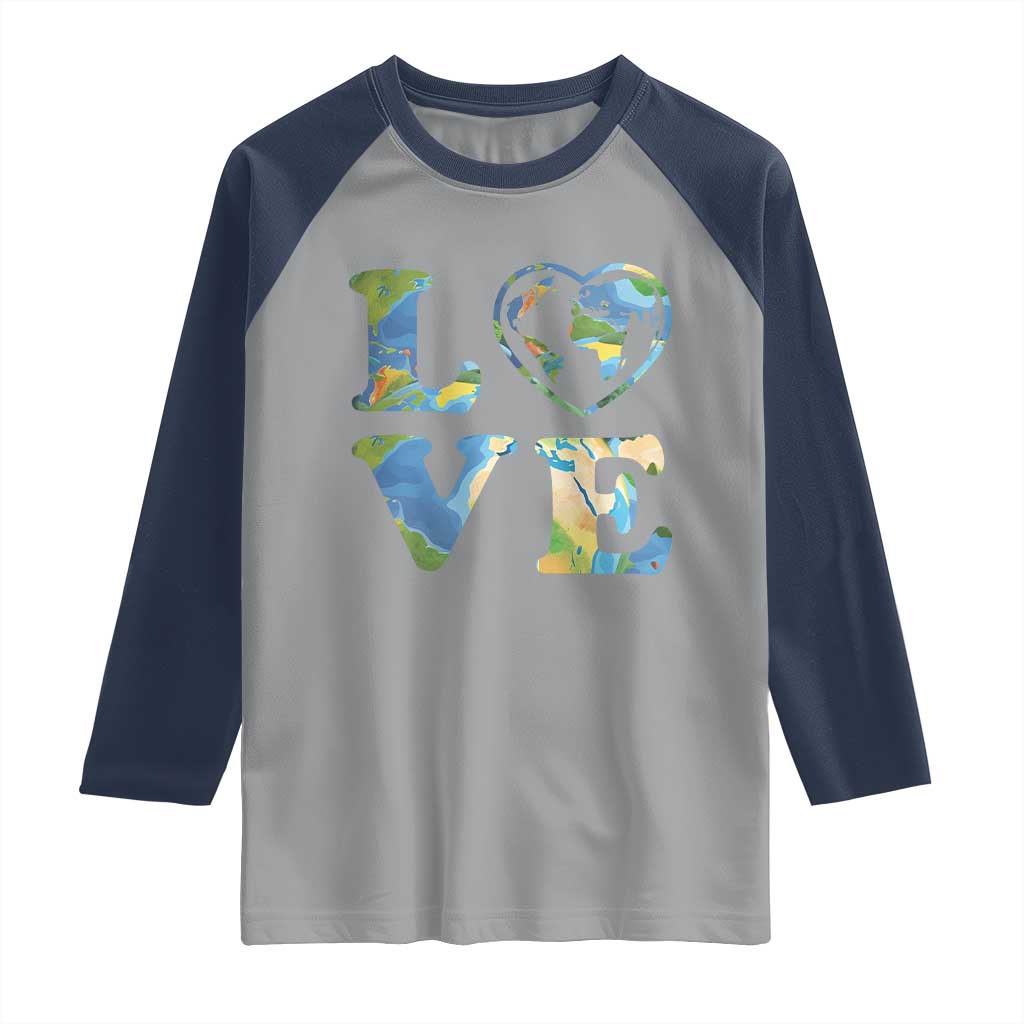 Earth Day Raglan Shirt Heart Environmental Nature Recycling Lovers