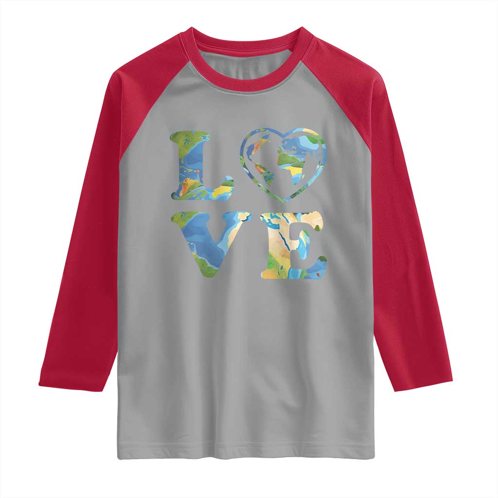 Earth Day Raglan Shirt Heart Environmental Nature Recycling Lovers