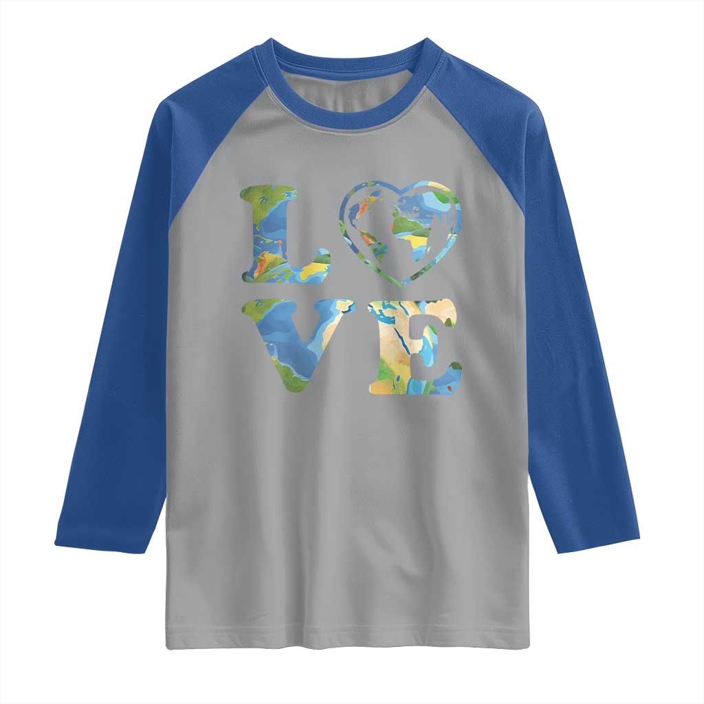 Earth Day Raglan Shirt Heart Environmental Nature Recycling Lovers
