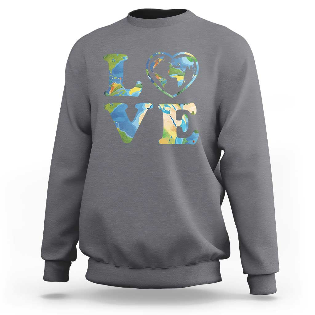 Earth Day Sweatshirt Heart Environmental Nature Recycling Lovers