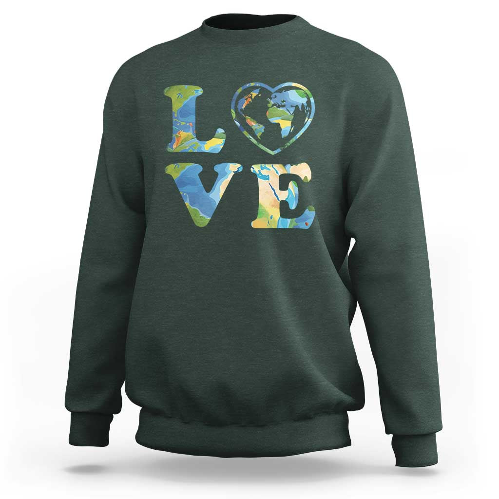 Earth Day Sweatshirt Heart Environmental Nature Recycling Lovers