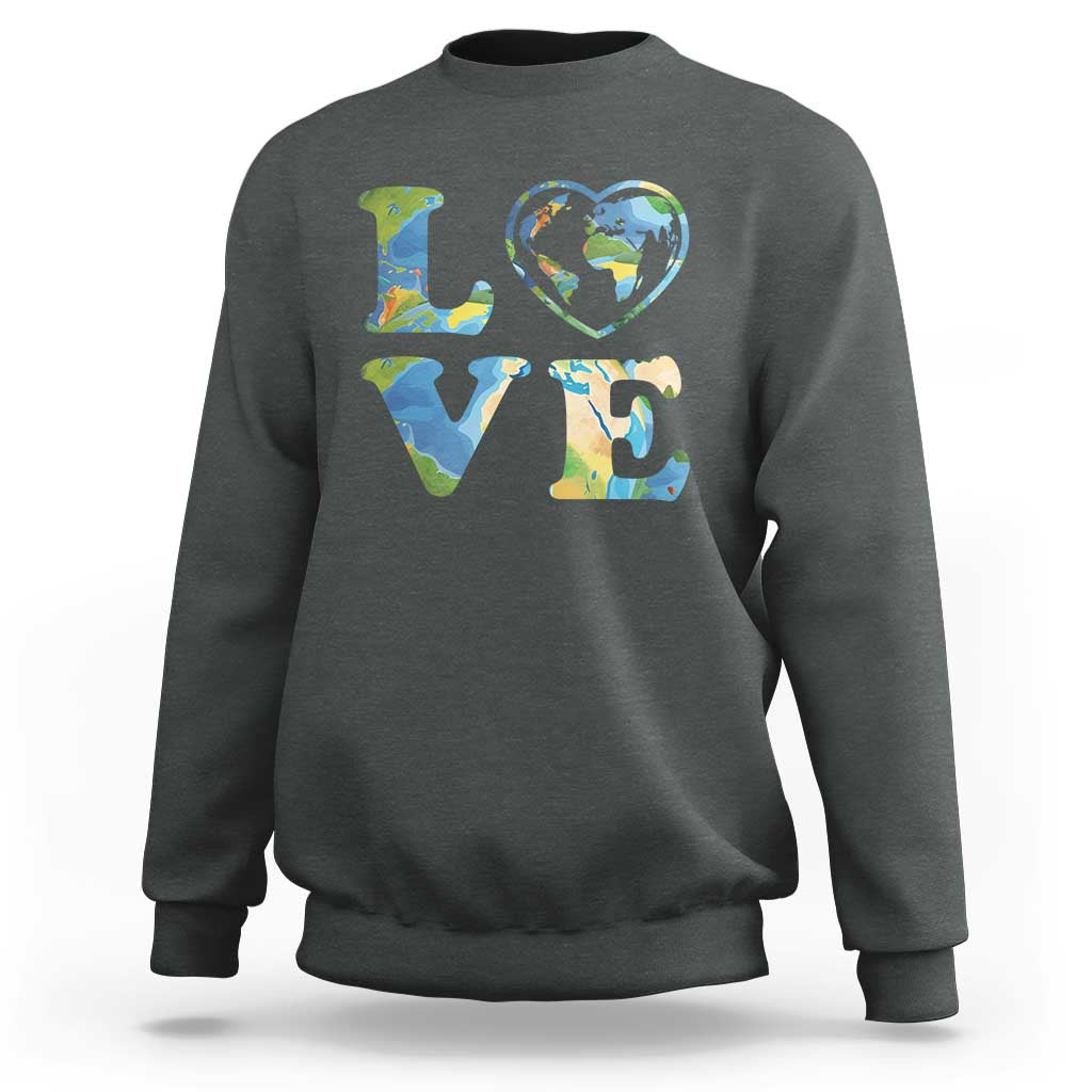 Earth Day Sweatshirt Heart Environmental Nature Recycling Lovers