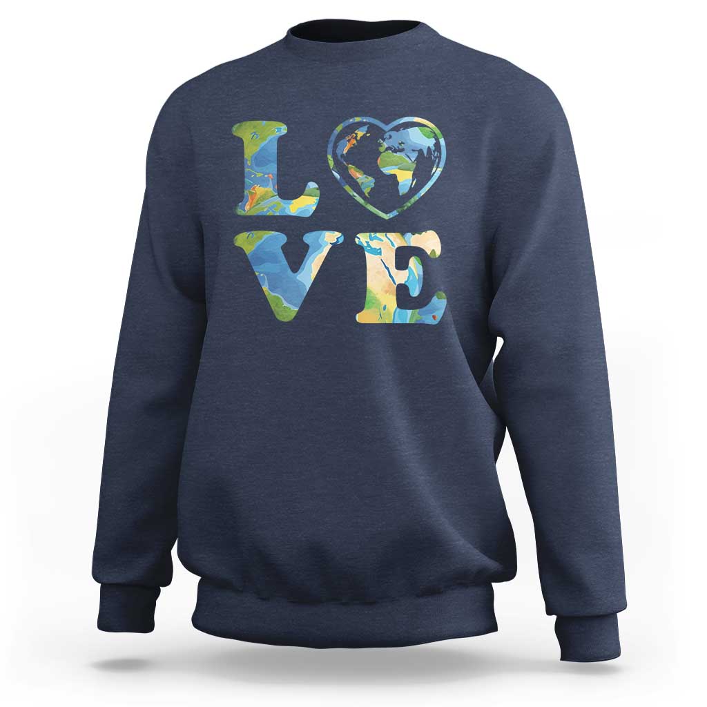 Earth Day Sweatshirt Heart Environmental Nature Recycling Lovers