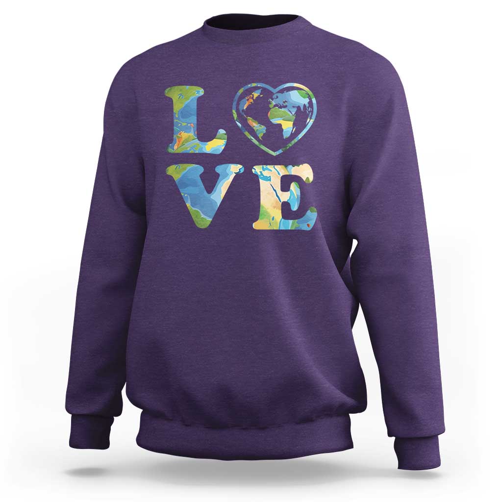 Earth Day Sweatshirt Heart Environmental Nature Recycling Lovers