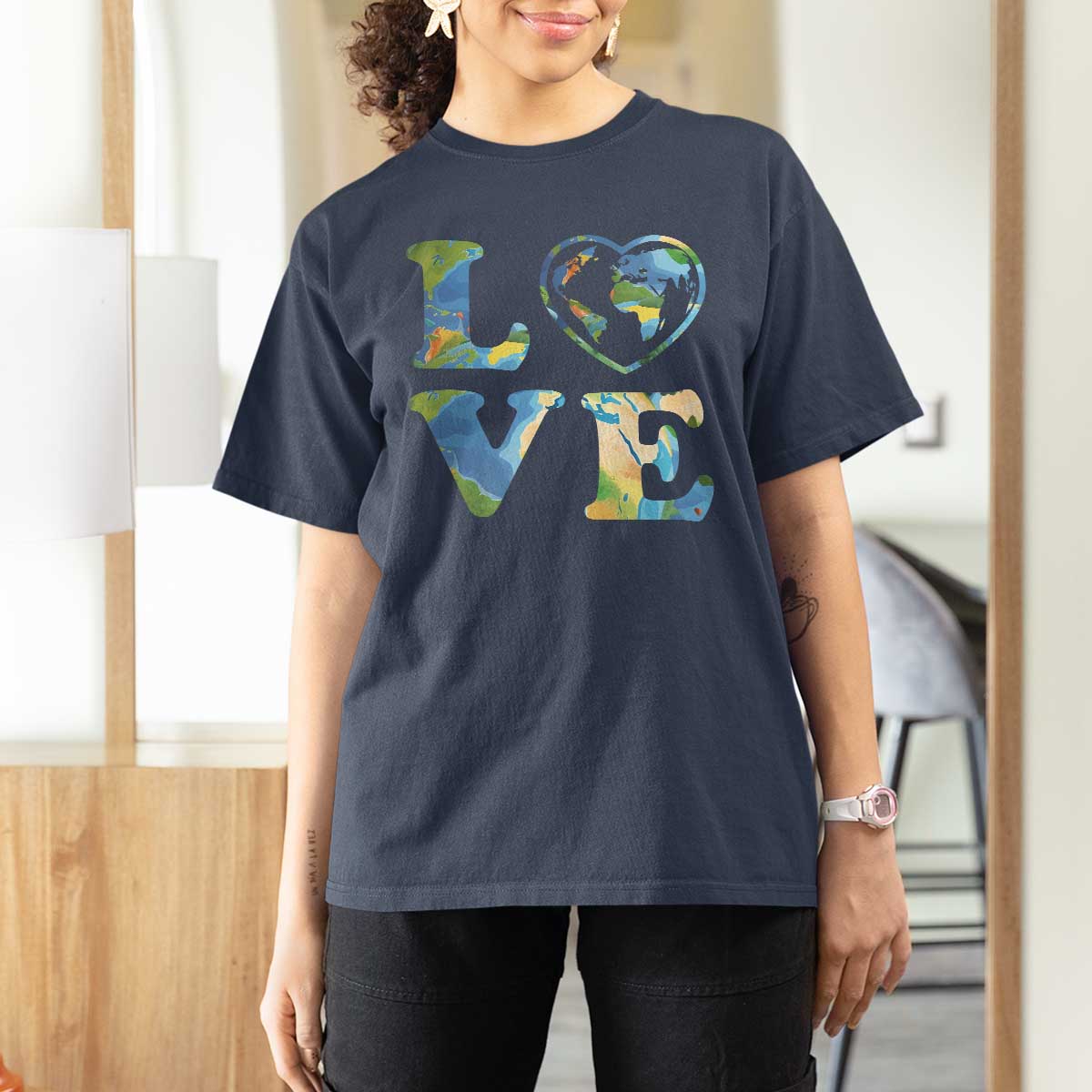 Earth Day T Shirt For Women Heart Environmental Nature Recycling Lovers