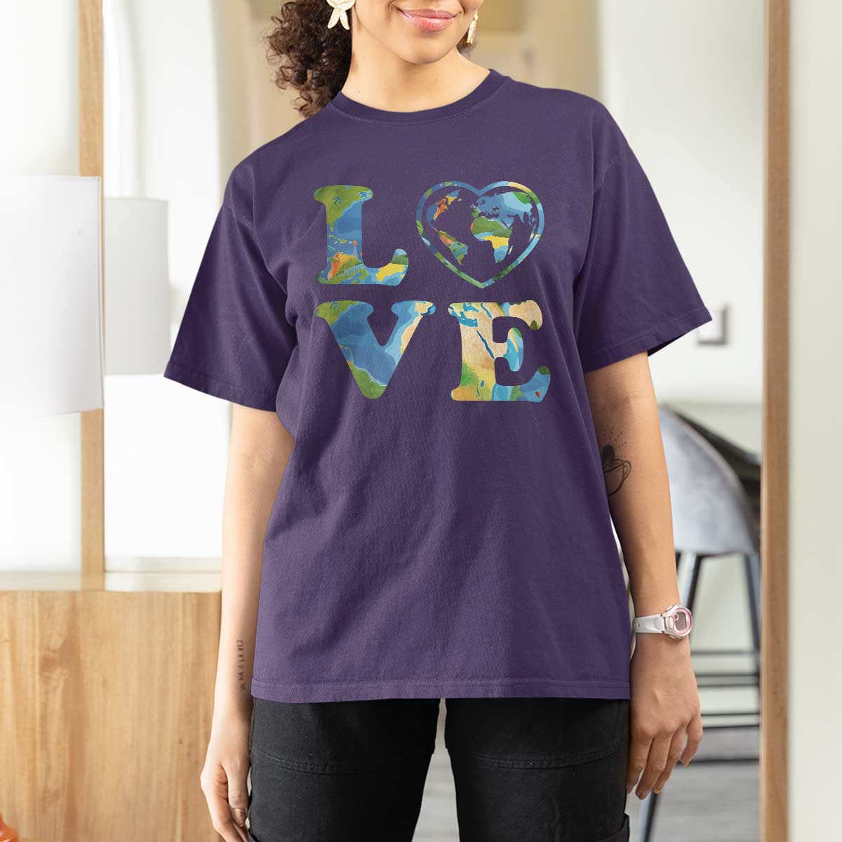 Earth Day T Shirt For Women Heart Environmental Nature Recycling Lovers