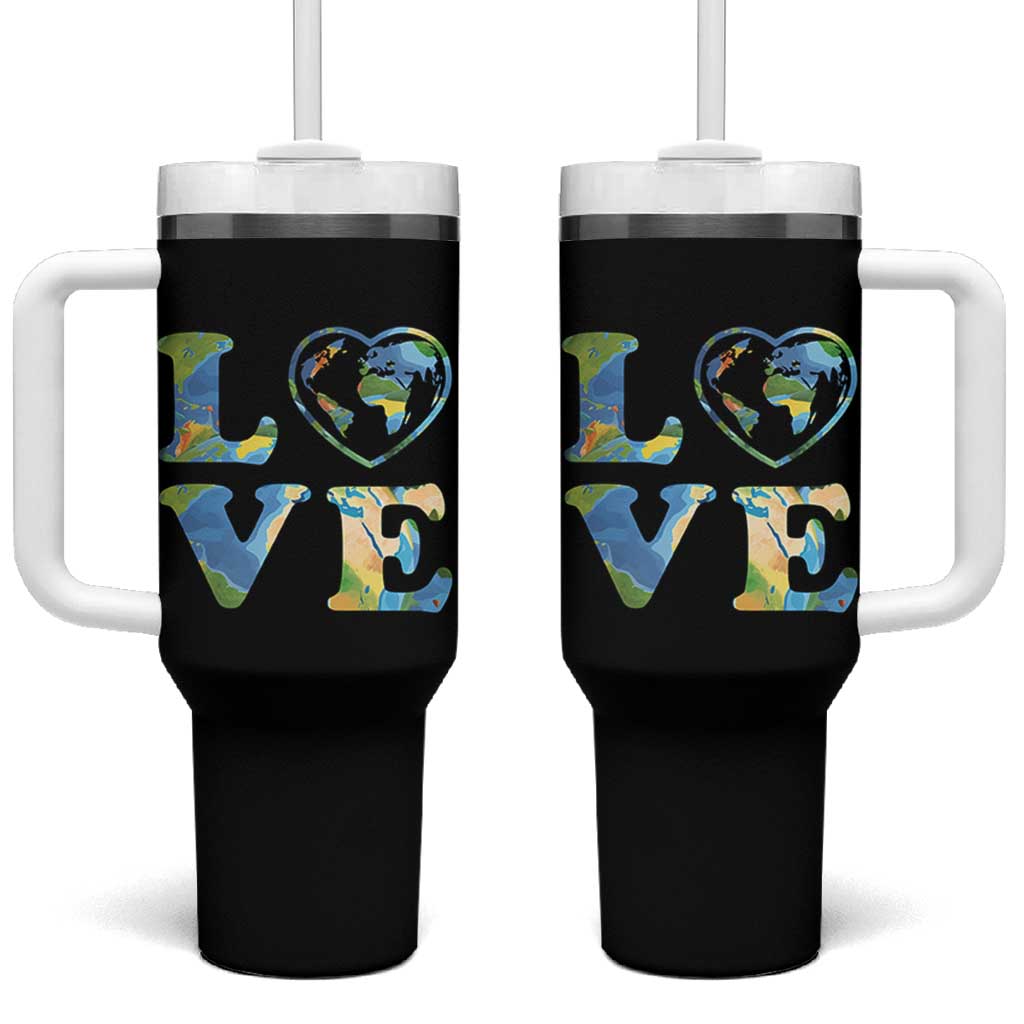 Earth Day Tumbler With Handle Heart Environmental Nature Recycling Lovers