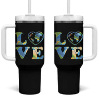 Earth Day Tumbler With Handle Heart Environmental Nature Recycling Lovers