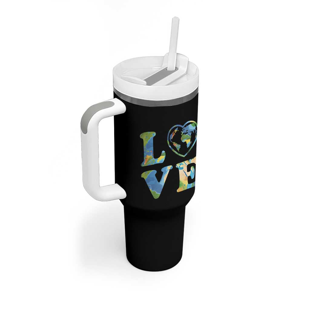 Earth Day Tumbler With Handle Heart Environmental Nature Recycling Lovers
