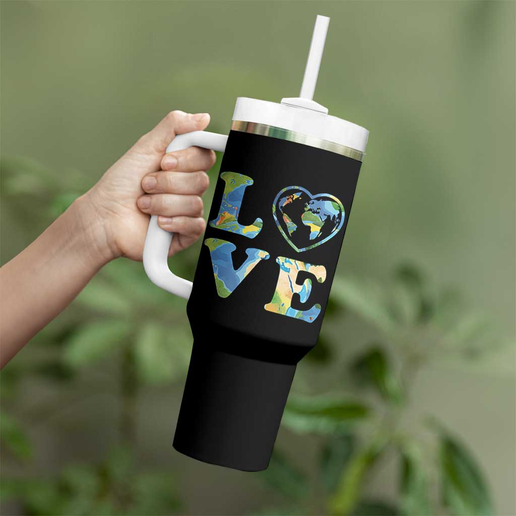 Earth Day Tumbler With Handle Heart Environmental Nature Recycling Lovers
