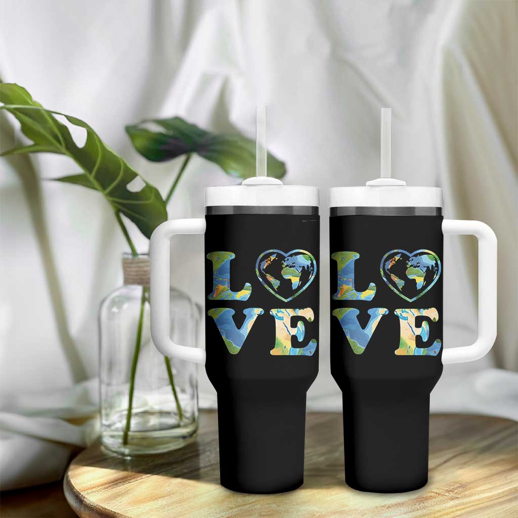 Earth Day Tumbler With Handle Heart Environmental Nature Recycling Lovers