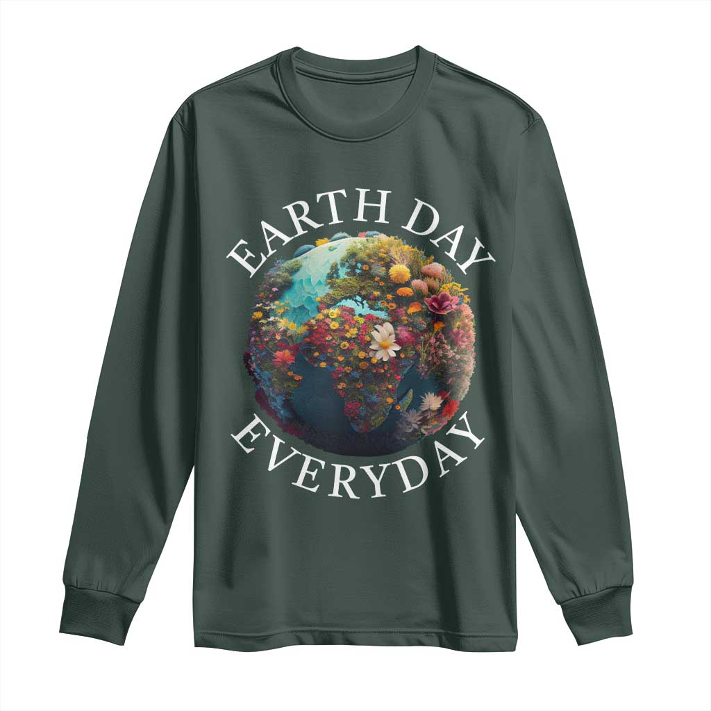 Earth Day Everyday Long Sleeve Shirt With Floral Nature Lover Climate Change