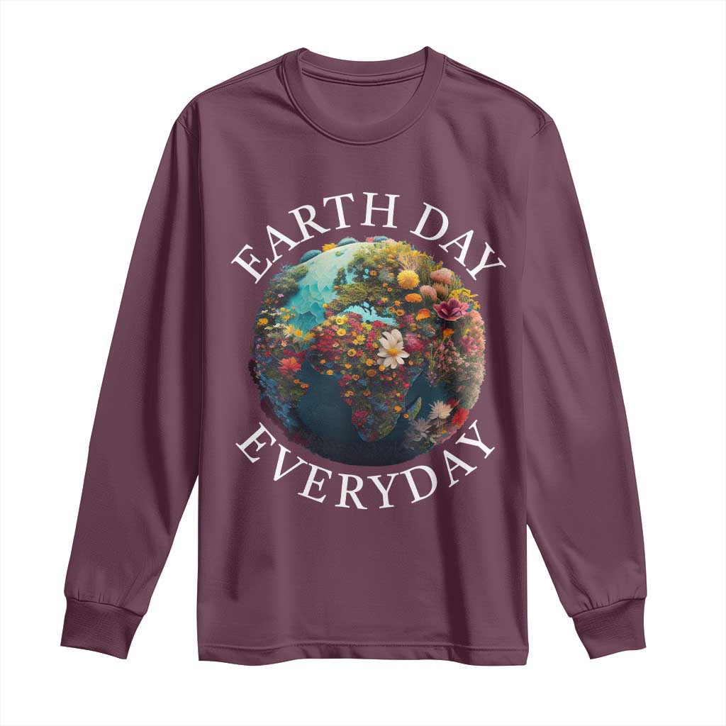 Earth Day Everyday Long Sleeve Shirt With Floral Nature Lover Climate Change