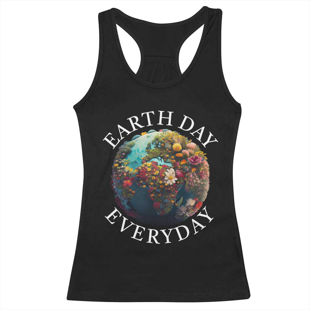 Earth Day Everyday Racerback Tank Top With Floral Nature Lover Climate Change