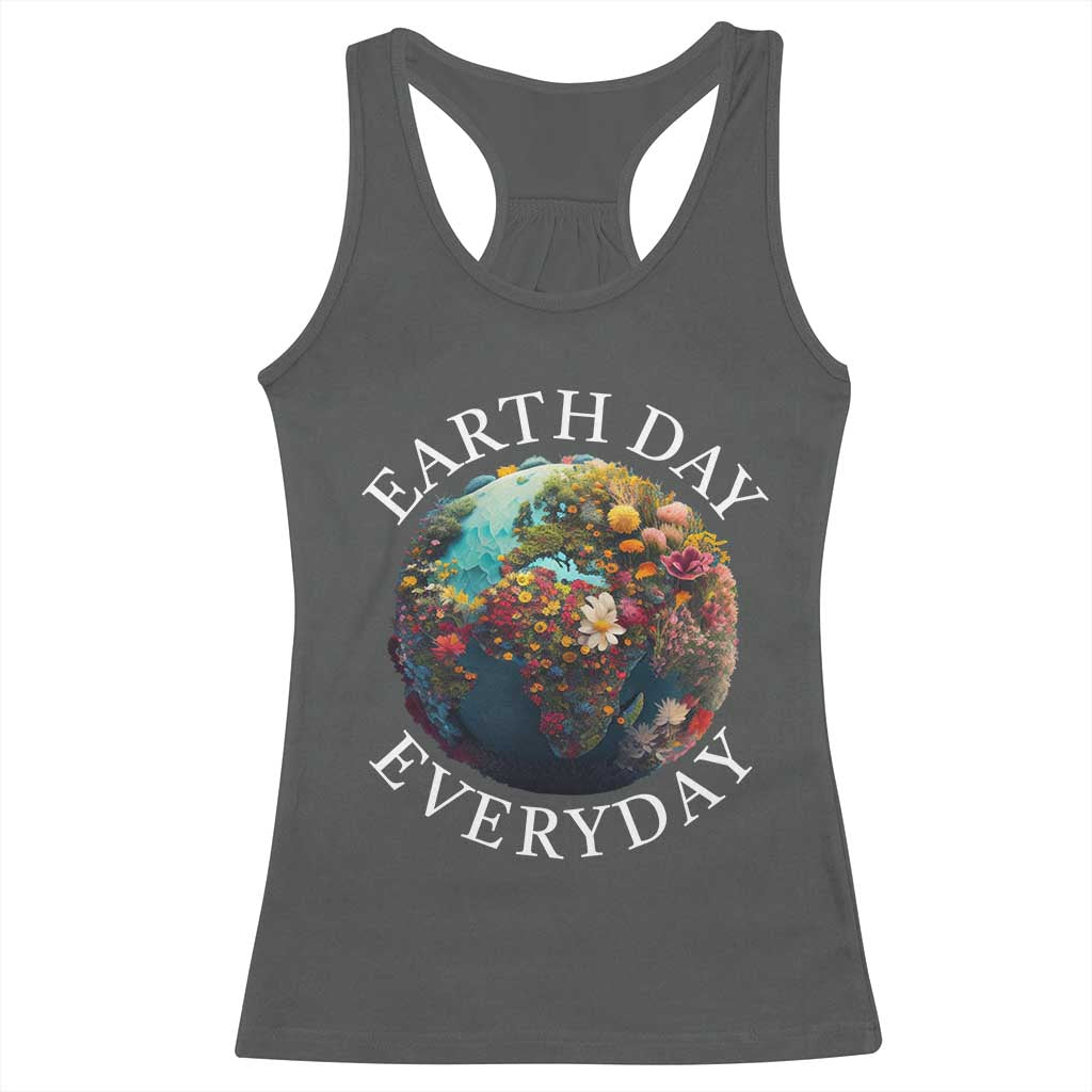 Earth Day Everyday Racerback Tank Top With Floral Nature Lover Climate Change