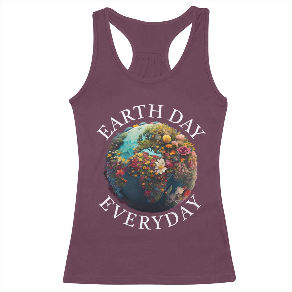 Earth Day Everyday Racerback Tank Top With Floral Nature Lover Climate Change