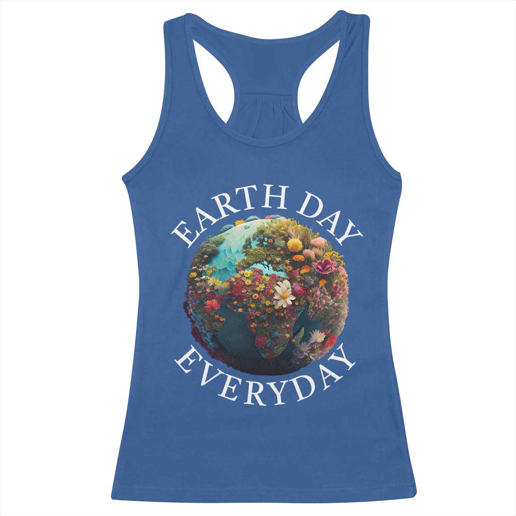 Earth Day Everyday Racerback Tank Top With Floral Nature Lover Climate Change