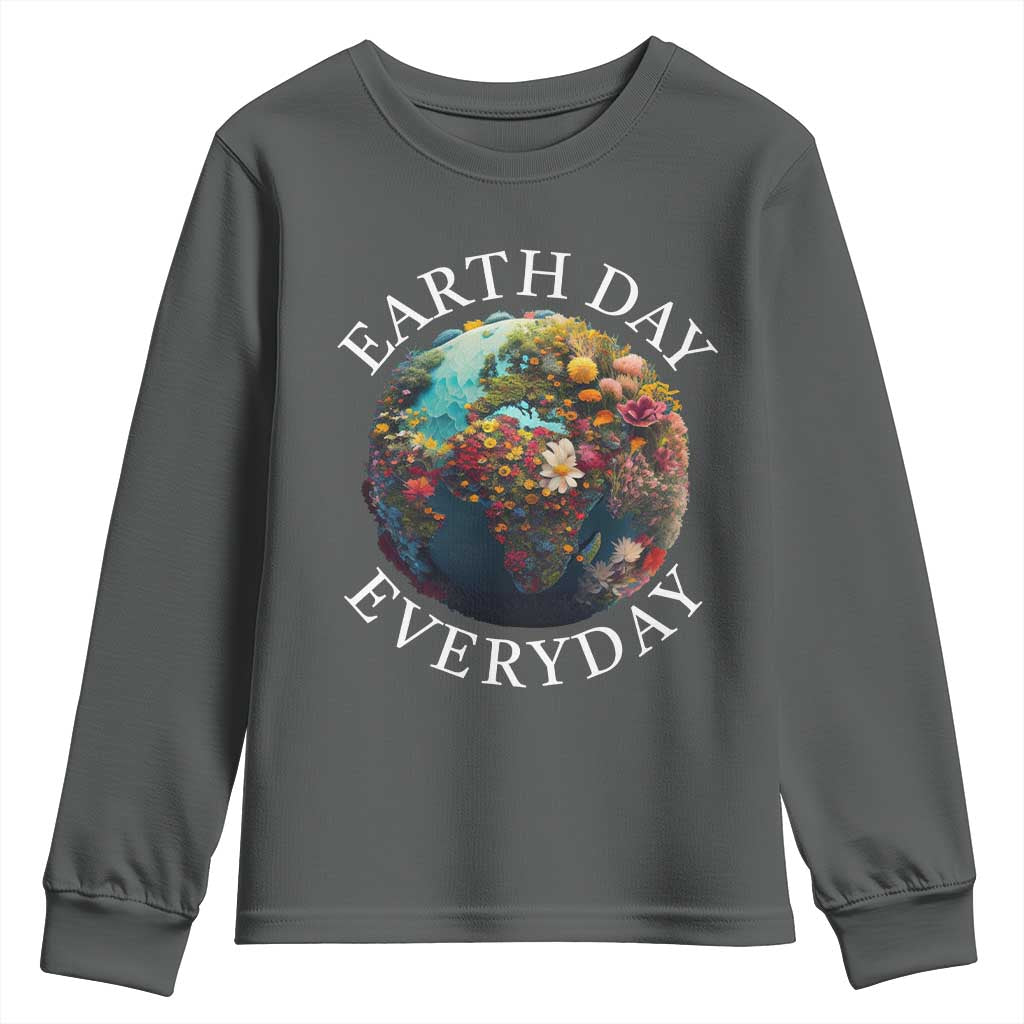 Earth Day Everyday Youth Sweatshirt With Floral Nature Lover Climate Change