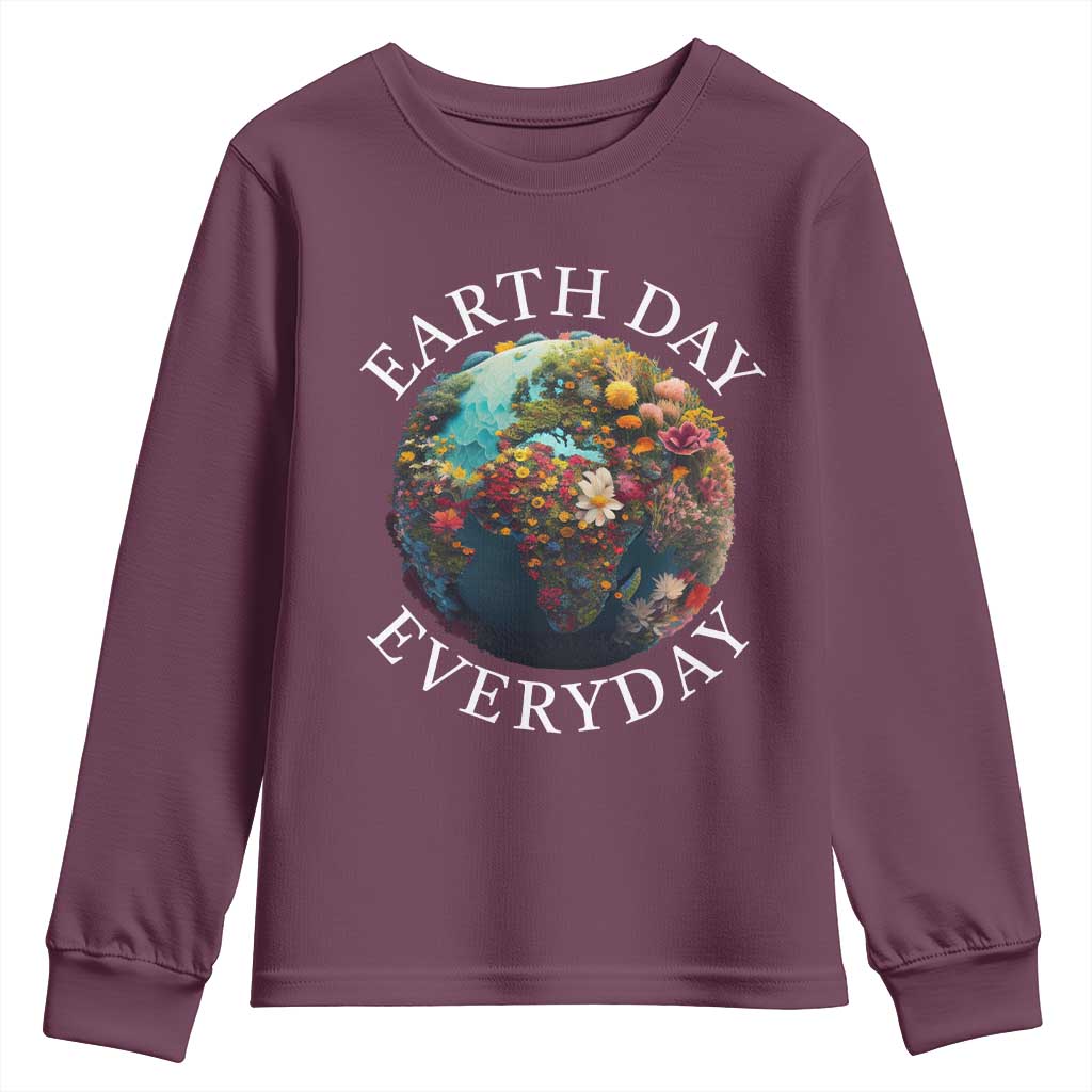 Earth Day Everyday Youth Sweatshirt With Floral Nature Lover Climate Change