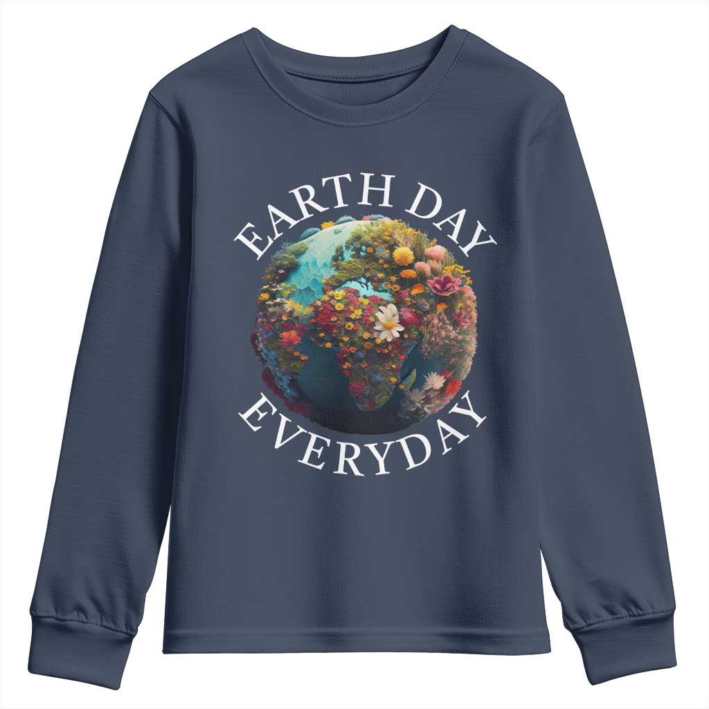 Earth Day Everyday Youth Sweatshirt With Floral Nature Lover Climate Change