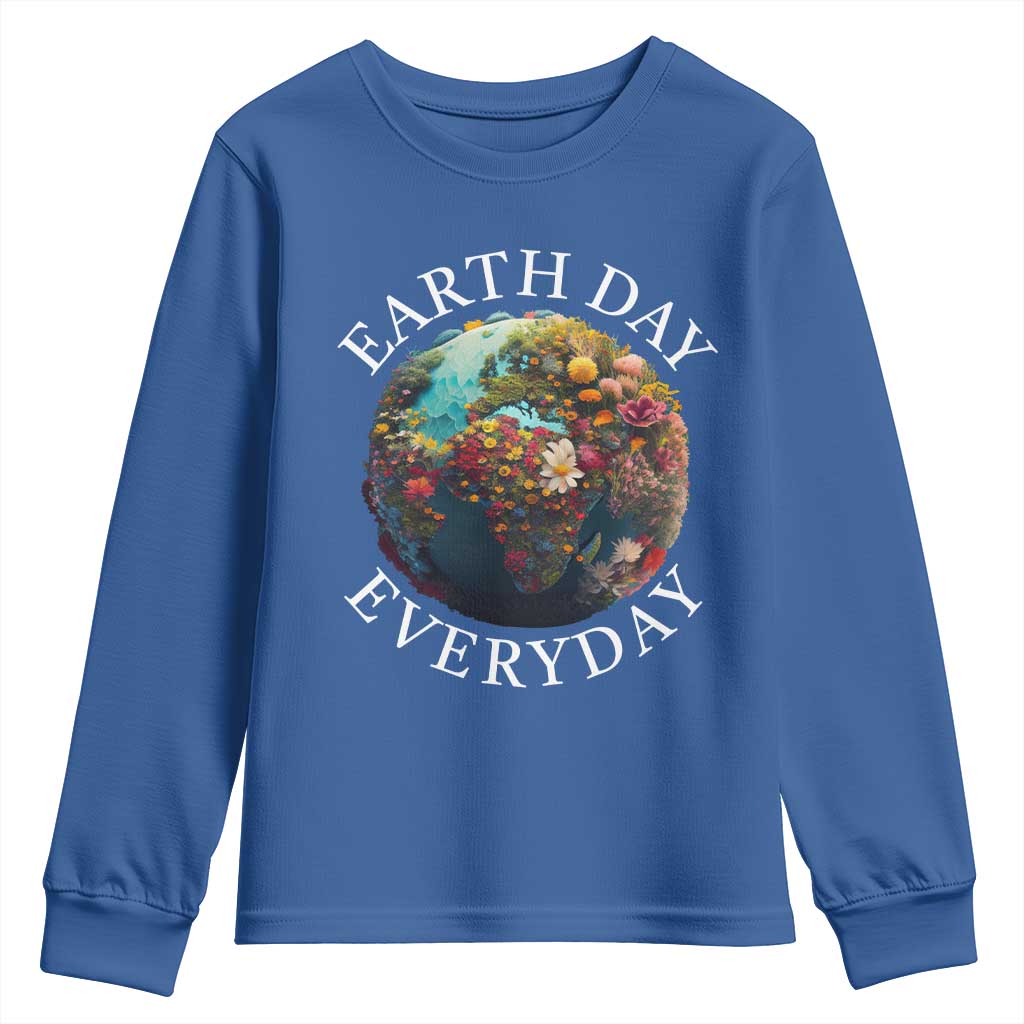Earth Day Everyday Youth Sweatshirt With Floral Nature Lover Climate Change