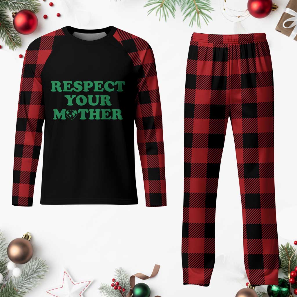 Earth Day Plaid Pajama Set Respect Your Mother Environmental Recycling