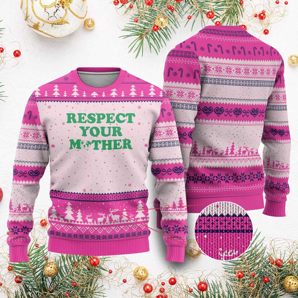 Earth Day Ugly Christmas Sweater Respect Your Mother Environmental Recycling