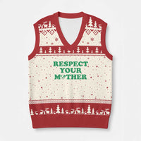 Earth Day V-Neck Knit Sweater Vest Respect Your Mother Environmental Recycling