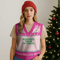 Earth Day V-Neck Knit Sweater Vest Respect Your Mother Environmental Recycling